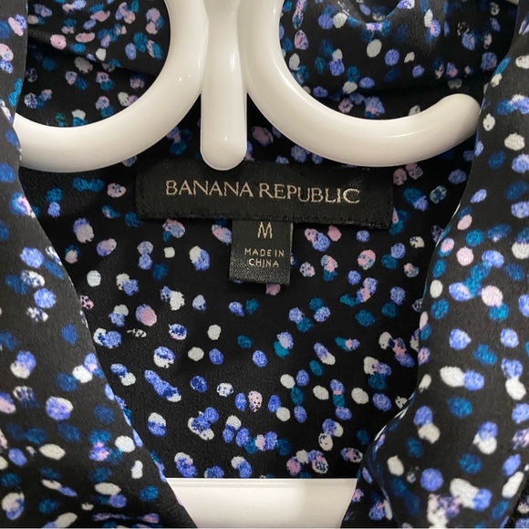 Banana Republic | Blue Polka Dot Tie Front Blouse 💙 - Picture 3 of 10
